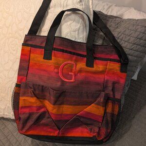 Thirty One Crossbody Organizing Utility Tote Bag in  Ombre Stripe